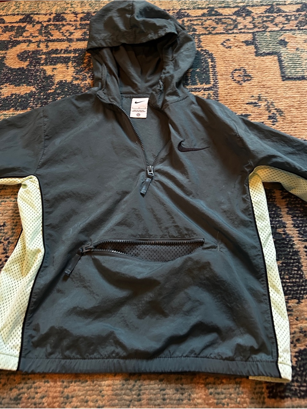 Nike Girls Youth Large Dark Teal Mint Mesh Hooded Anorak Windbreaker